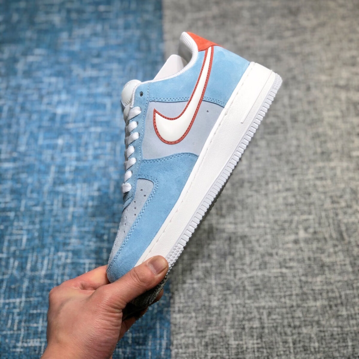 【耐克nike】aj男女款lowapos07酒红白云蓝反光勾空军一号滑板鞋