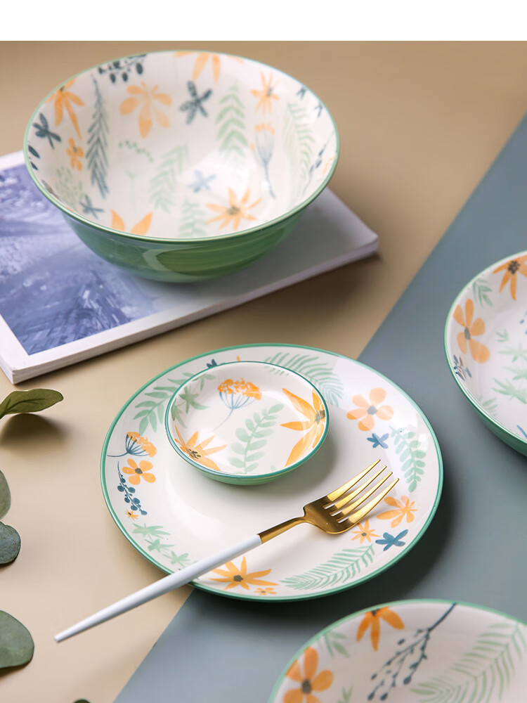 创意日式陶瓷餐具家用饭碗面碗汤碗沙拉碗创意菜盘子汤盘拍照送女朋友