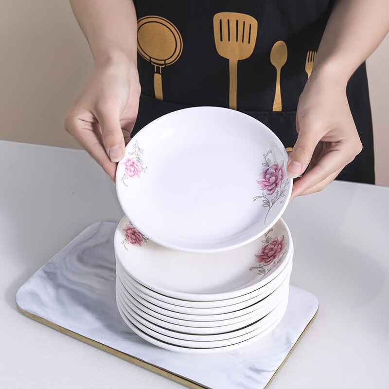 吐骨碟家用陶瓷餐盘6寸骨头碟盘小轻奢骨盘碟盘子10支装6英寸家和富贵