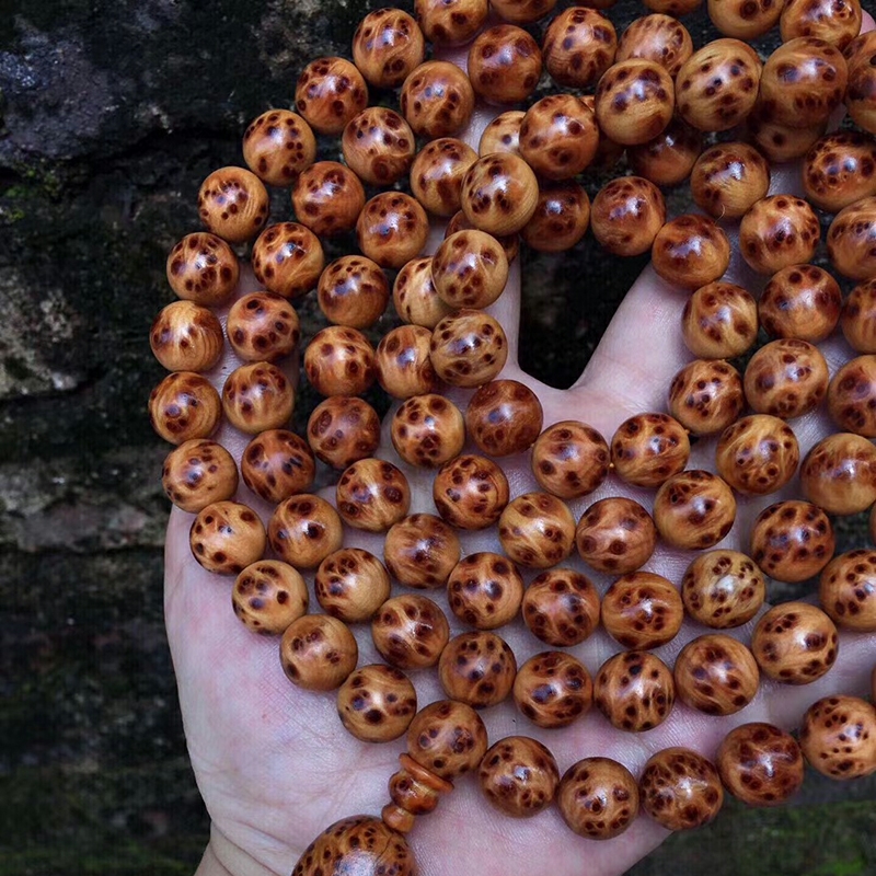 崖柏手串太行108颗小雀眼爆满瘤疤陈化 老料高油高密佛珠男项链 陈化