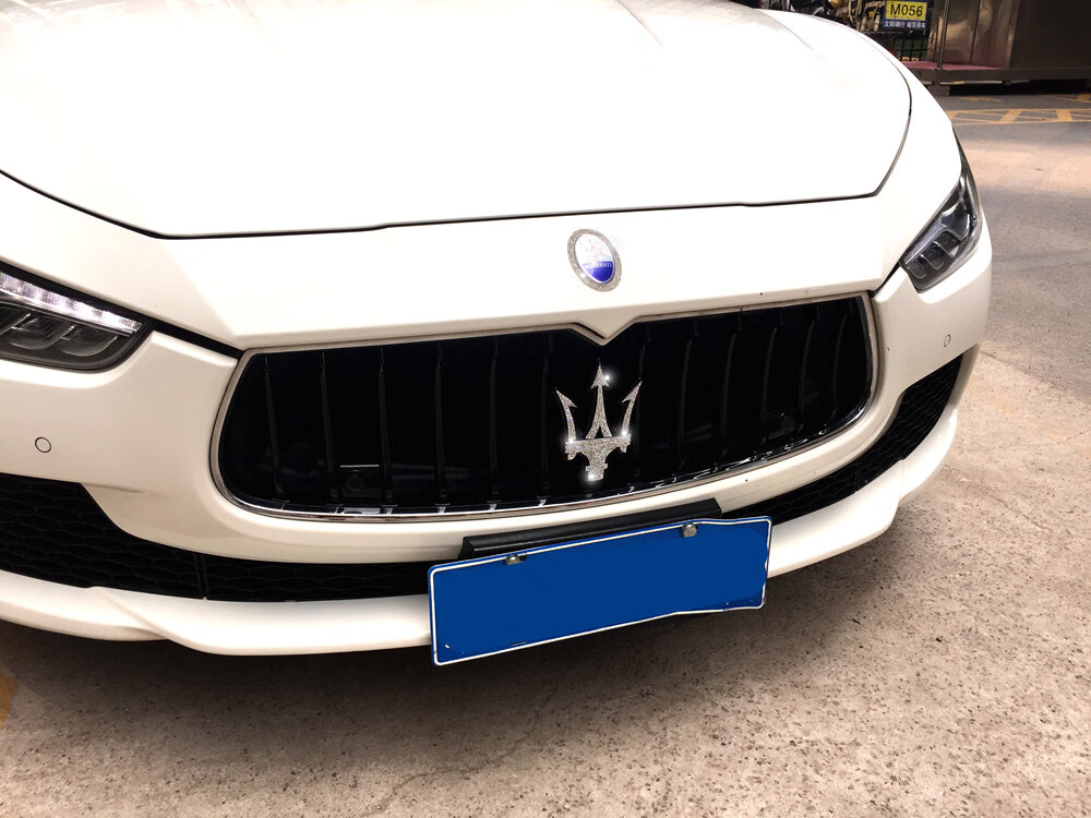 玛莎拉蒂车标贴玛莎拉蒂车标钻石贴总裁ghibli吉博力改装个性装饰车贴