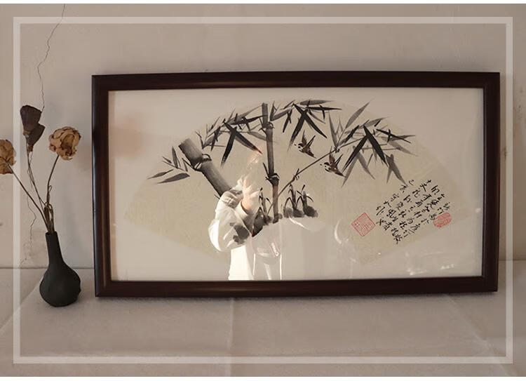 字画装裱框挂墙空白框架书法作品装镜框扇形定制实木相框国画框yqm 款