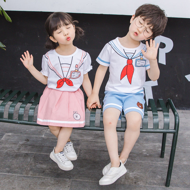 卡恋洛姐弟装套装双胞胎衣服龙凤胎短袖男女童夏装2022新款幼儿园园服