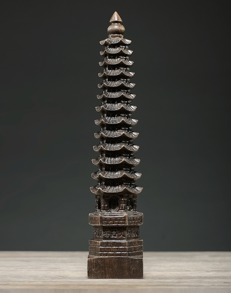 刺史黑檀木雕文昌塔摆件实木雕刻木九层塔客厅书房装饰送礼工艺礼品