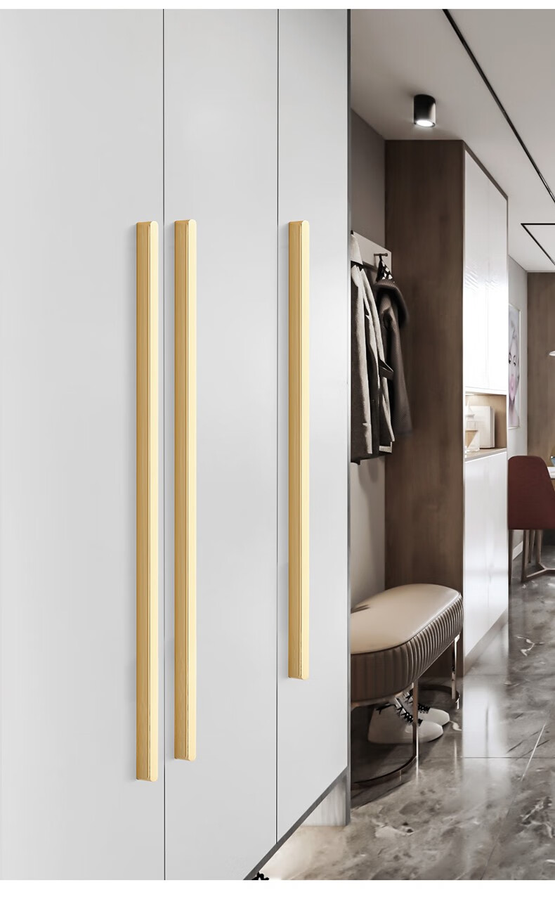 一米长条拉手金色衣柜橱柜拉手铝合金加长柜门把手现代抽屉拉手 黑色