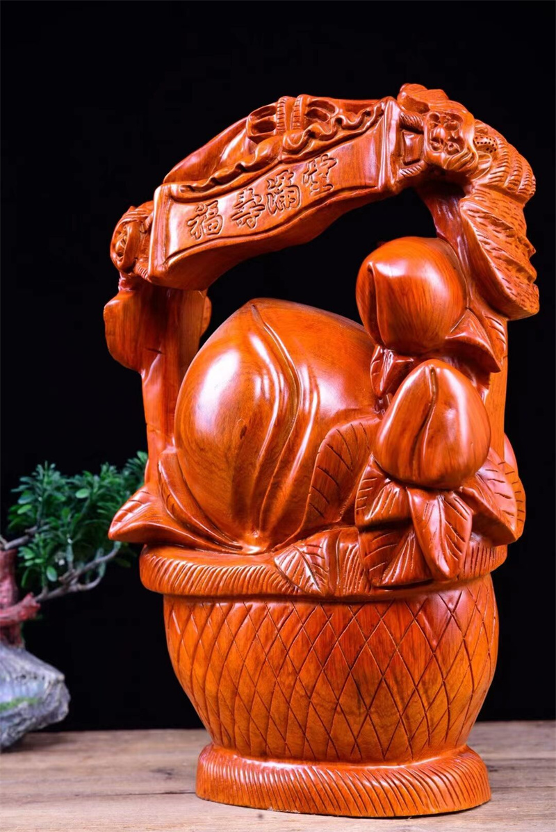 正宗府花梨木雕福寿满堂摆件实木福寿双全长辈祝寿贺寿生日工艺品花梨