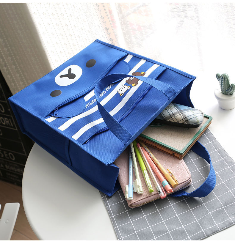 a4卡通补习袋学生手提袋帆布美术袋儿童补习包补课拎包小学生书袋初中