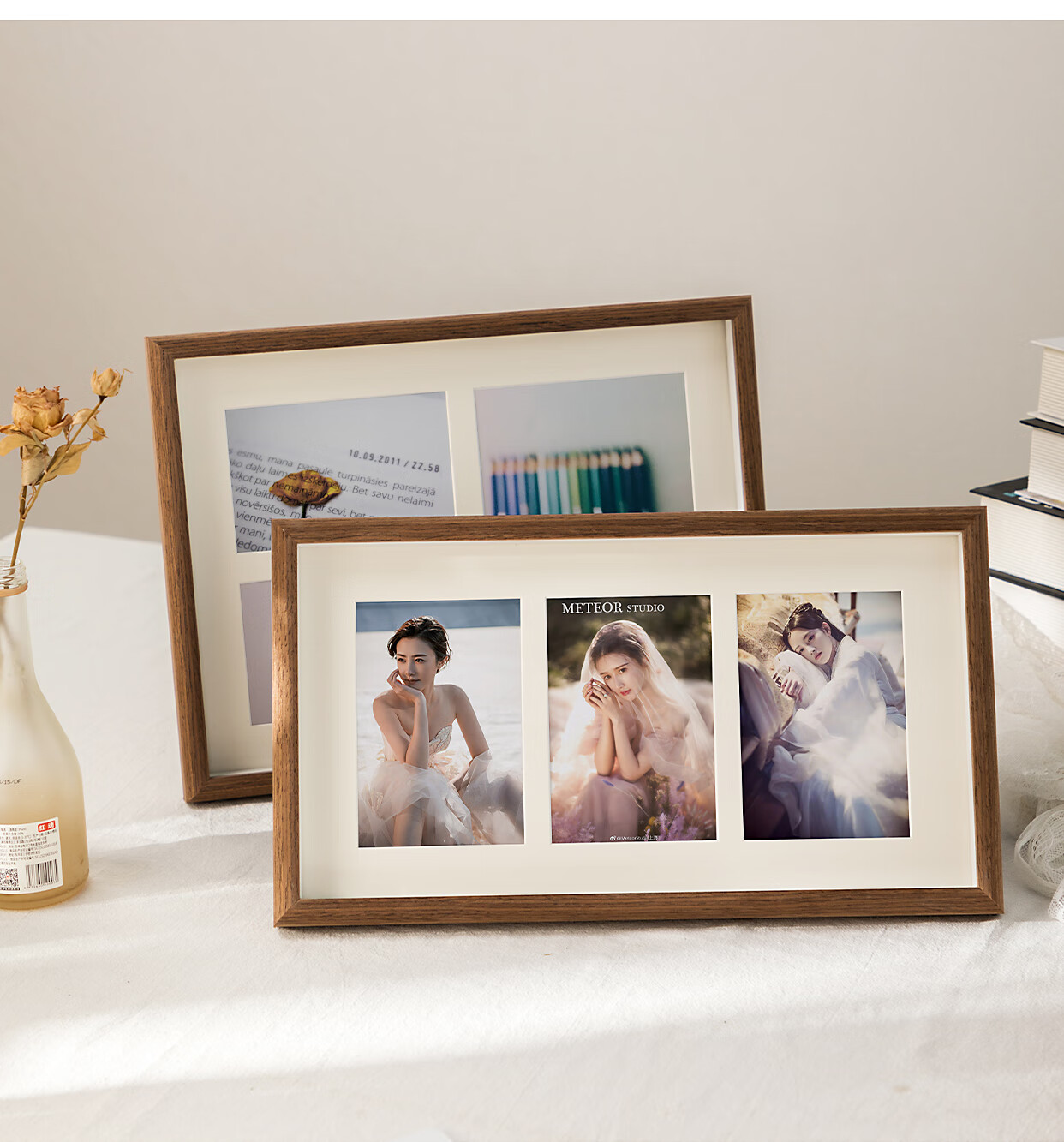 简约创意相框摆台加洗照片四连组合相架情侣婚纱宝宝6寸相片像框20孔