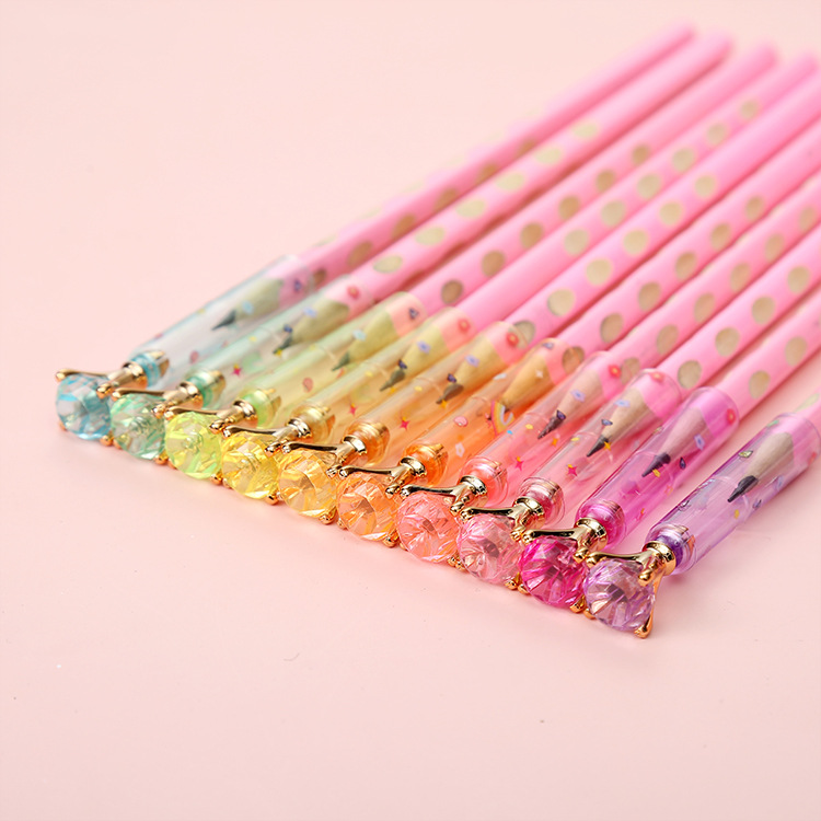 瑾澜创意时尚钻石铅笔套多款彩虹系列小学生铅笔延长器新款铅笔帽笔套