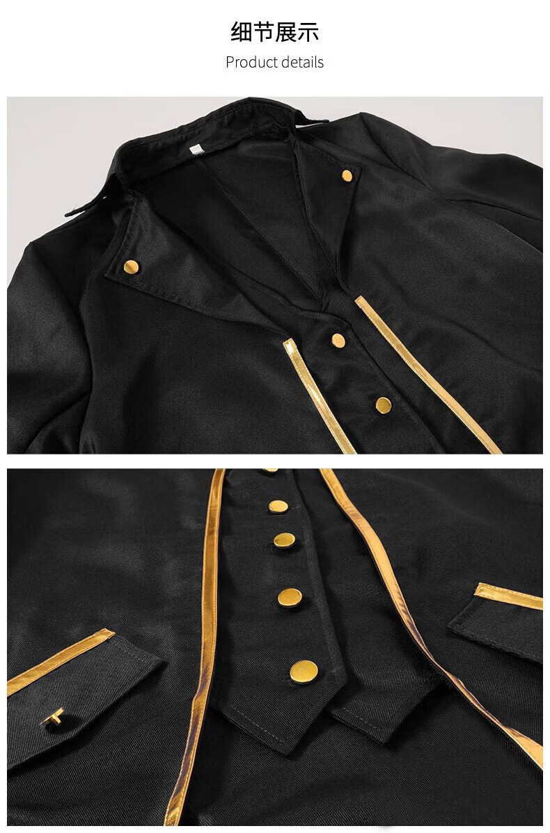 欧式宫廷男装复古燕尾服中世纪哥特式演出服装贵族王子礼服 白色金边