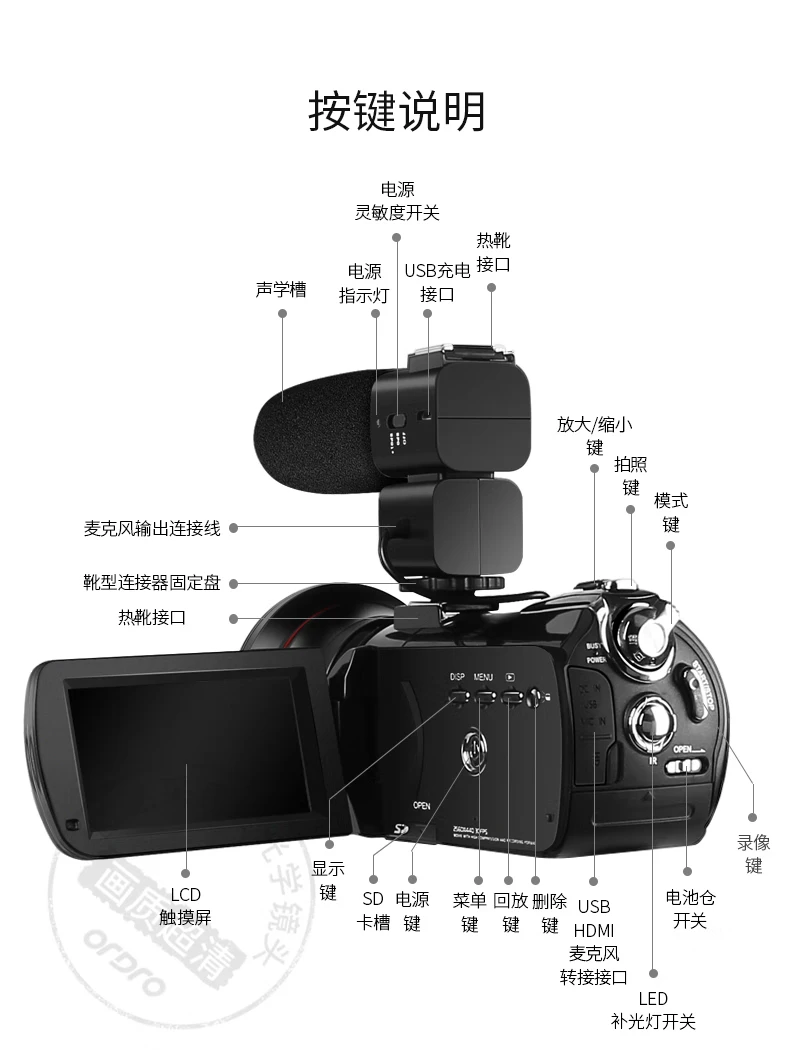 Ouda camera 4K professional live broadcast camera handheld digital DV video recorder high-definition movie electromechanical business live home travel meeting vlog small video standard + battery + 128G card + 4K + charging microphone + distance increase + photography light Ouda camera 4K professional live broadcast camera handheld digital DV video recorder high-definition movie electromechanical business live home travel meeting vlog small video standard + battery + 128G card + 4K + charging microphone + distance increase + photography light