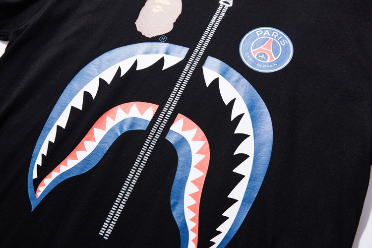 a bathing bape潮牌新款鲨鱼嘴个性印花t恤青少年大码休闲圆领短袖