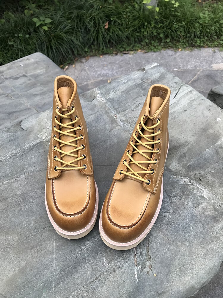 阿美咔叽日落黄复古做旧水洗red 875 wing马丁靴男工装靴1907品质定制