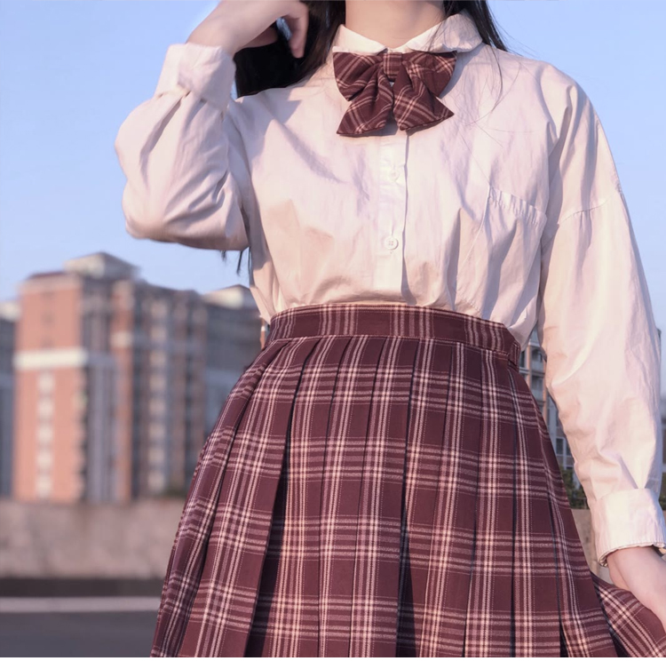 jk制服格裙半身裙子套装女百褶裙夏春秋学院风格子学生日系高腰班服