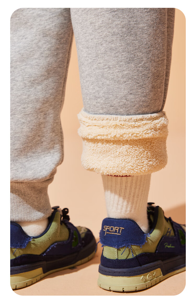 JEANSWEST Boys' Fleece-Lined Pants Autumn Winter 2025 Children's Sherpa Cotton Thickened Warm Mid-Large Kids Fleece-Lined Sweatpants 7