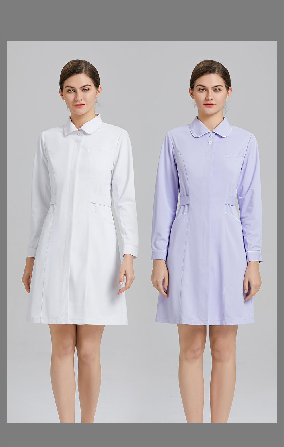缔曼格连体长袖护士服口腔诊所医院美容院工作服牛奶白s