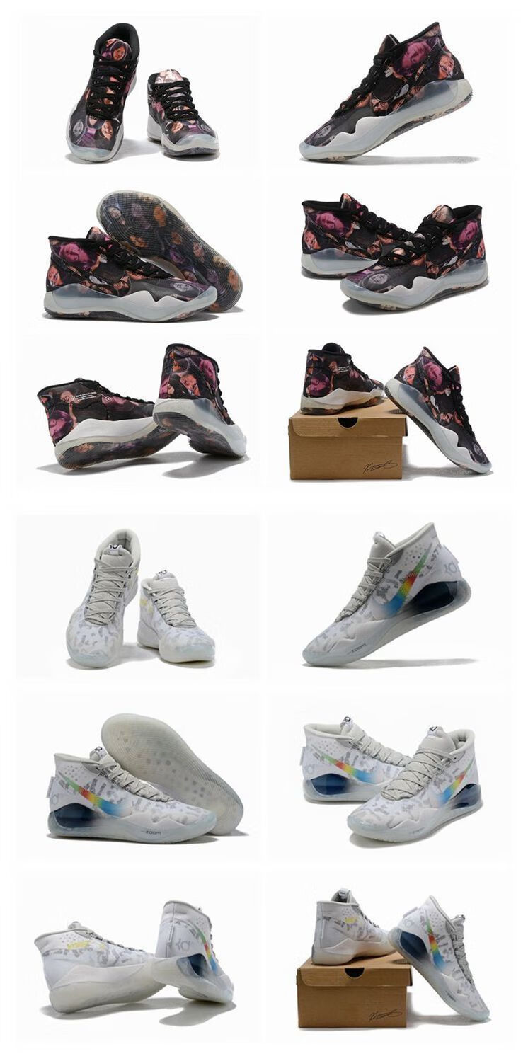 杜兰特12代 kd12 天使粉勇士黑白首发耐磨防滑双气垫篮球鞋 杜兰特12