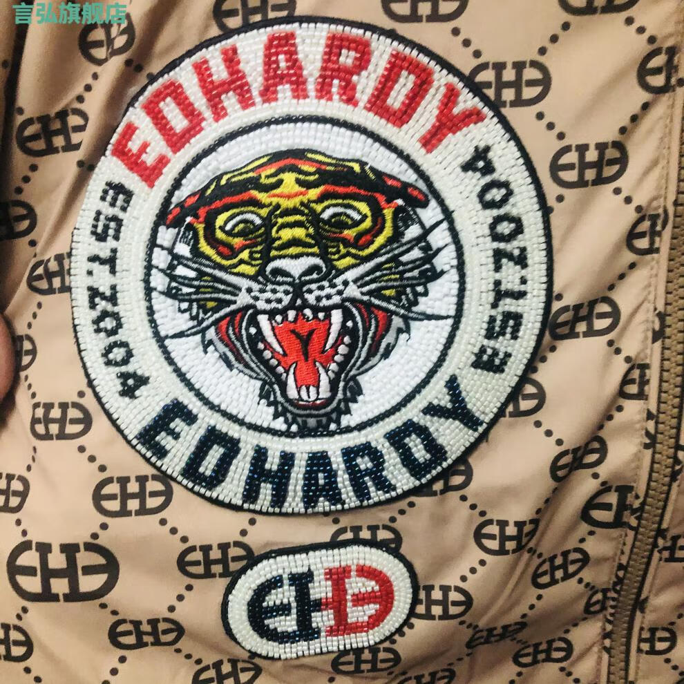hardy 埃德哈迪 ed 2022潮牌虎头烫钻ed章仔老虎刺绣口袋工装立领夹克