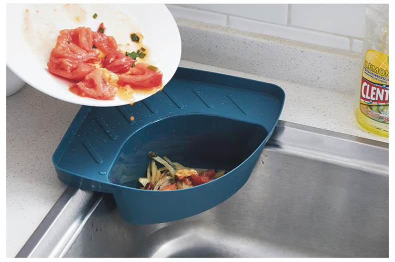 滤篮厨房用品家用多功能沥水器水槽垃圾过滤置物架过滤网 1个装深蓝色