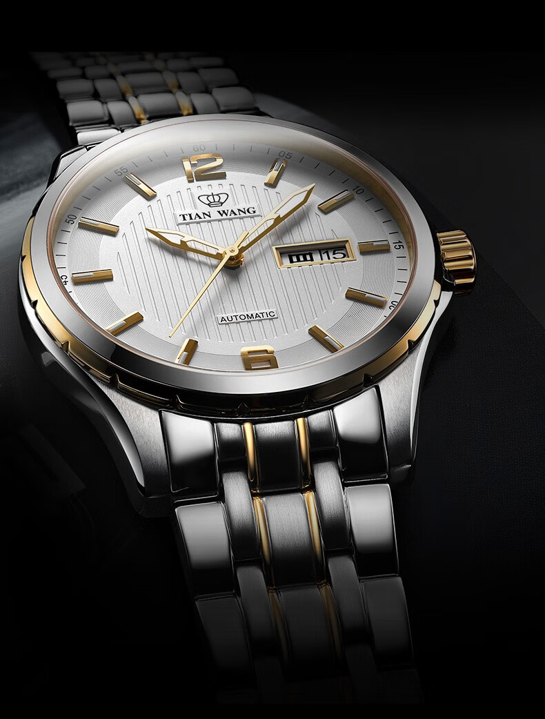 天王表 tianwang 正品时尚商务休闲机械手表 白盘钢带男表gs5732t/dd