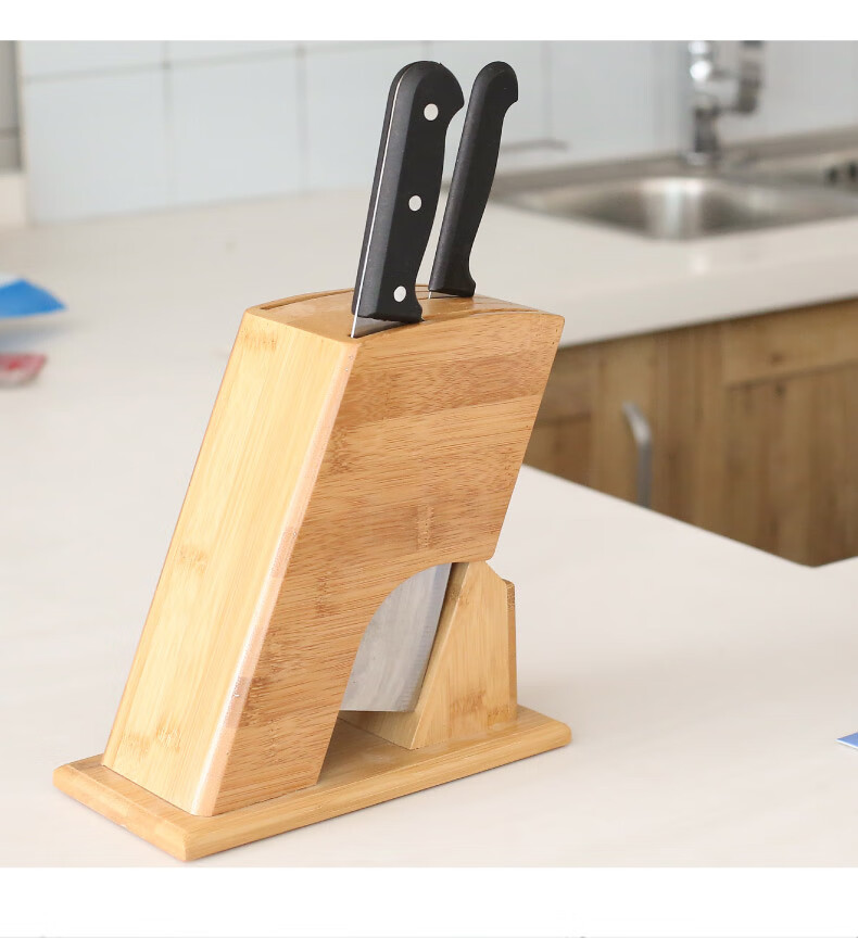 刀架实木刀座 竹木菜刀架子 家用刀具收纳架 厨房多功能储物架置物架