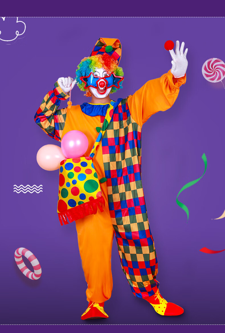 万圣节小丑服装大人男衣服成人化装舞会服饰套装表演道具高端女式