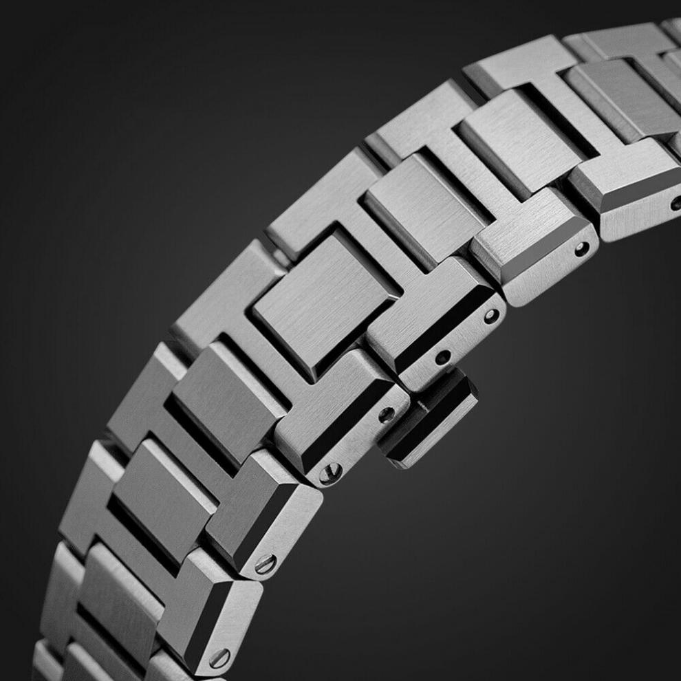 watch苹果表带7/6/se/5 蝴蝶扣不锈钢一体式金属表带 黑色 44/42mm