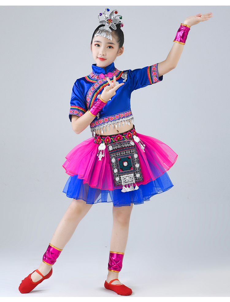 三月三儿童少数民族服装彝族壮族男女侗族苗族舞演出服古风中国风t 9