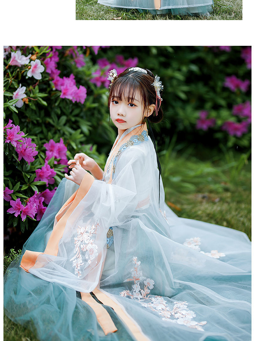 珍妮羊中国风女童汉服夏季儿童古装超仙2021新款大童唐装襦裙高端夏装