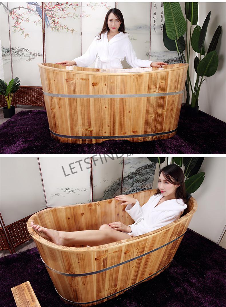 泡澡木桶加厚美容院实木浴盆浴缸沐浴桶全身汗蒸浴盆家用洗澡木桶浴桶
