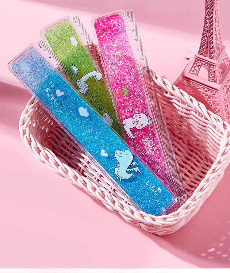 twingo樱花流沙尺子少女心小学生文具创意韩版可爱卡通透明直尺20cmf