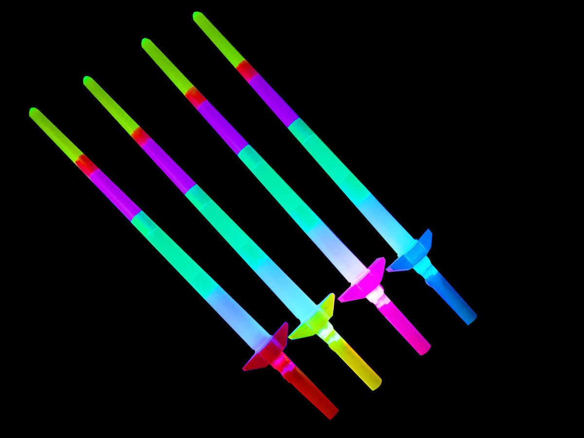 会闪光演出摆摊荧光棒激光剑地摊发光伸缩四节棒带电子3个颜色随机