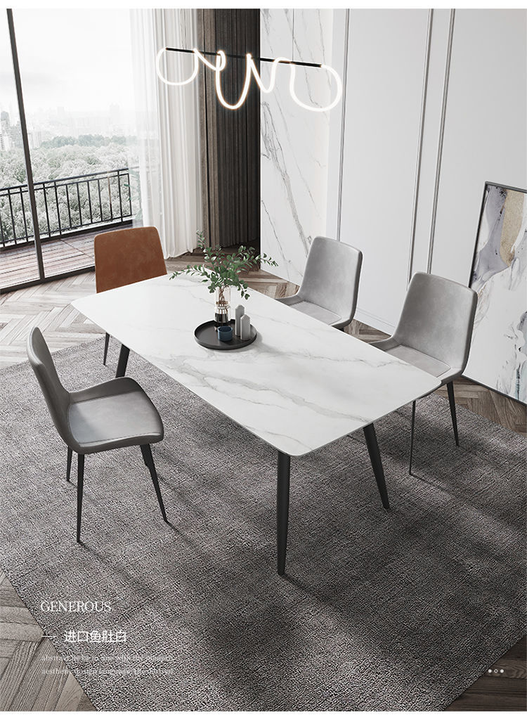 画元堂意式岩板餐桌家用单人餐桌亮光岩板餐桌椅组合小户型家用吃饭