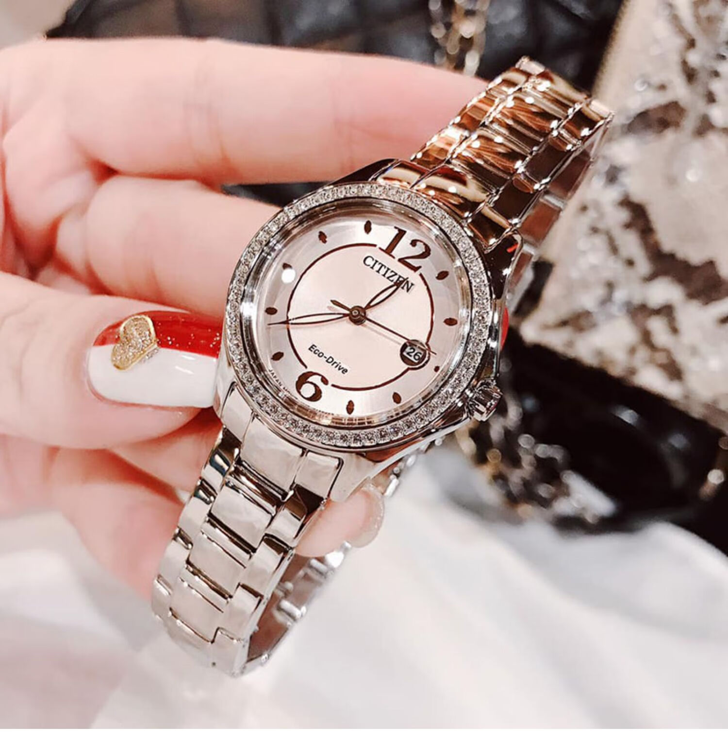 卡西欧(casio) 手表粉色表盘镶钻光动能女表fe1140-86x er0201-72a