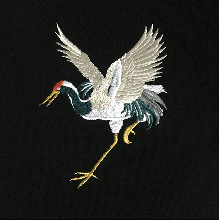 boystudio春秋2019新款中国风仙鹤刺绣针织开衫男薄款男装毛衣v领上衣