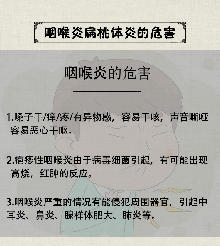 咽炎貼咽急慢性喉嚨有痰異物感腫痛扁桃體發炎兒童腺樣體肥大三盒s