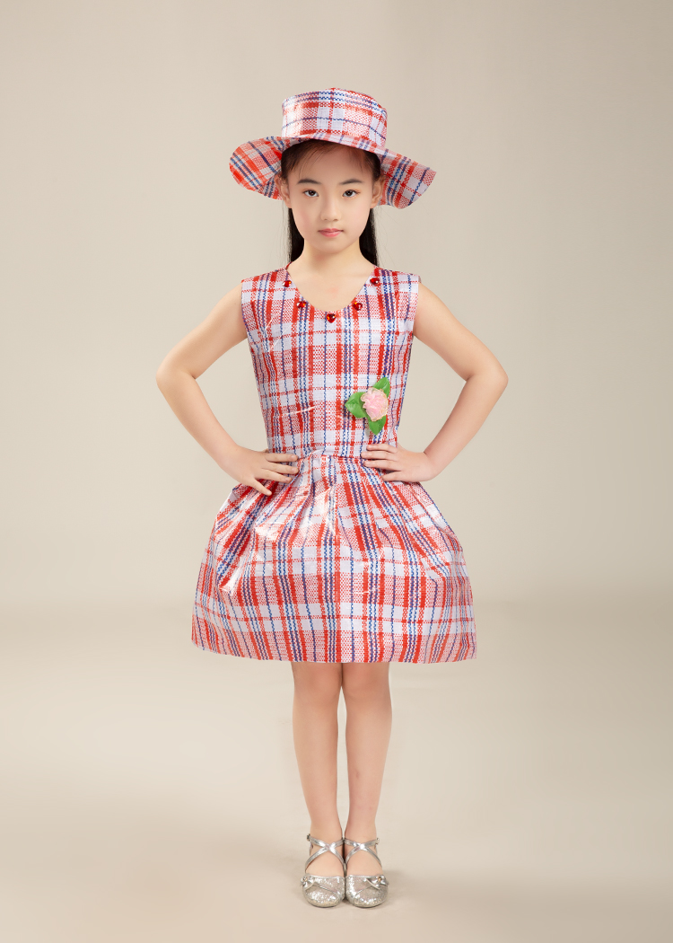 小孩子穿的儿童环保服装幼儿园diy手工自制创意子演出服女童编织袋