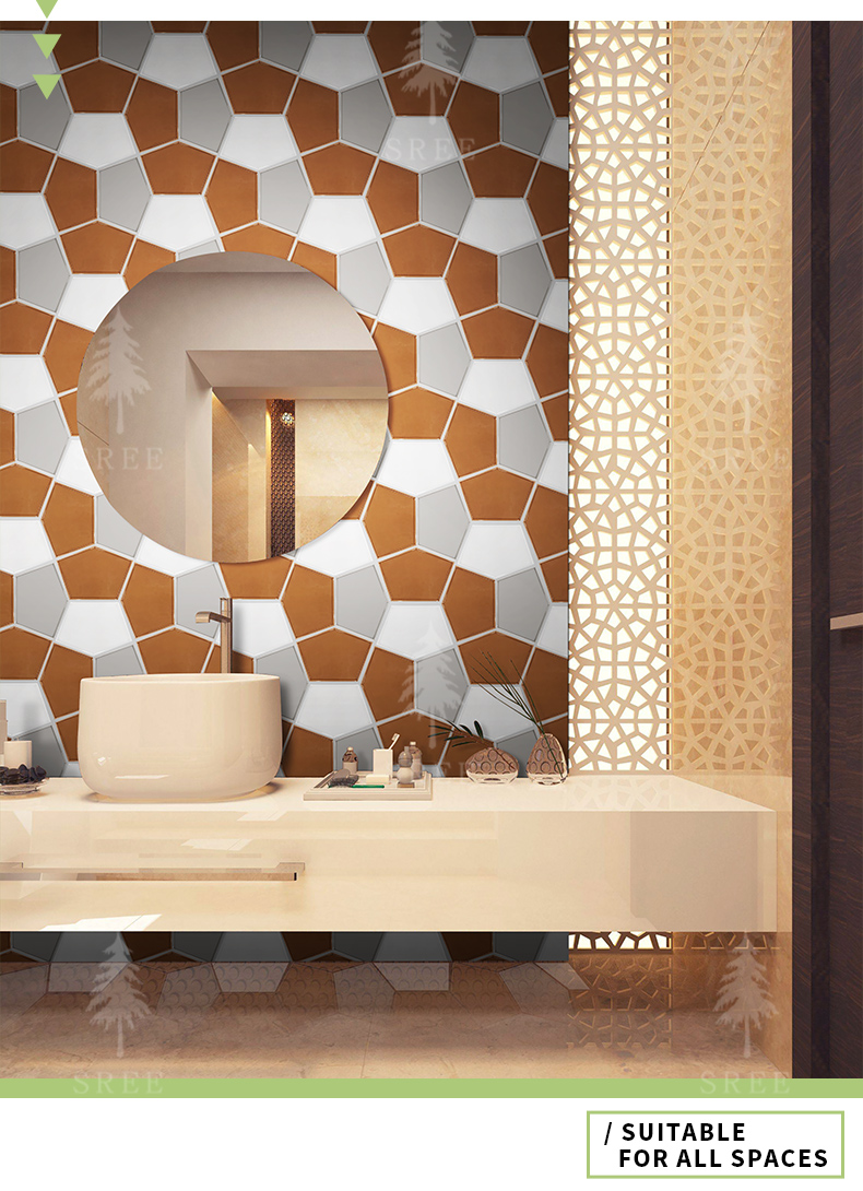 思力 北欧风格五边形不规则墙面砖 个性艺术背景墙砖 客厅阳台卫生间