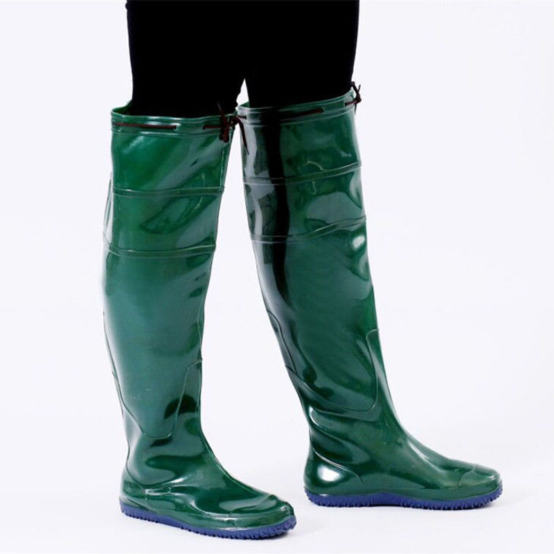 插秧雨鞋高筒雨靴过膝下水裤加长软胶鞋过膝水田农田水靴水鞋男女迷彩