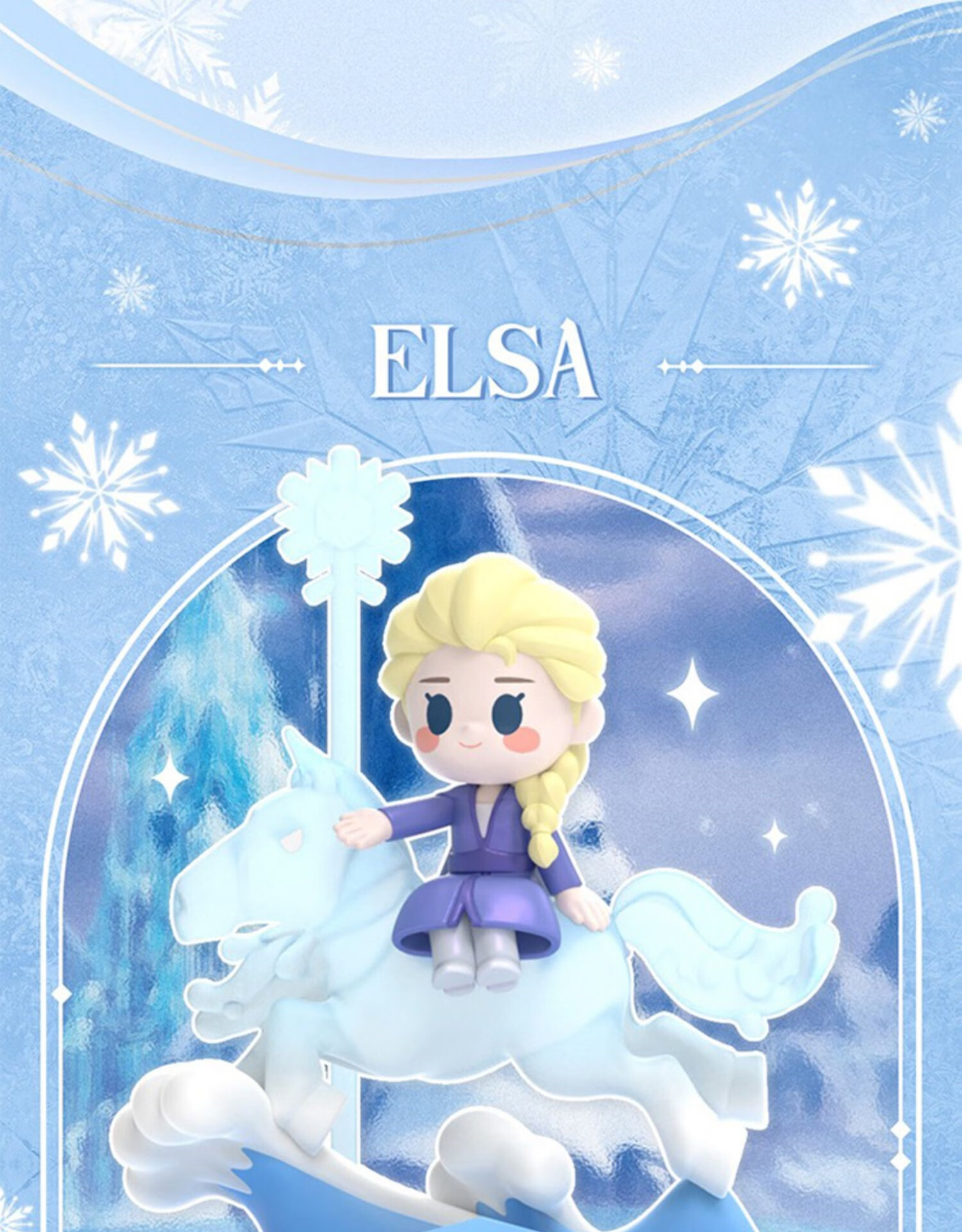 万代迪士1尼冰雪奇缘旋转木马系列盲盒艾莎雪宝安娜可爱潮玩手办公仔