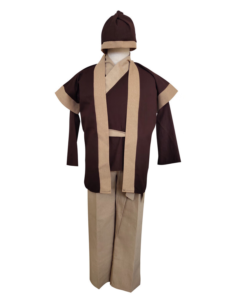 古代平民百姓服老粗布古装小二跑堂服店小二茶馆服装农民表演服 黑色