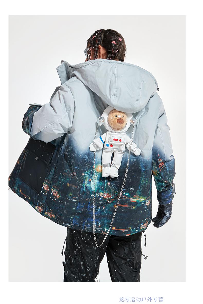 nasa联名13de marzo同款太空小熊鸭绒情侣国潮服冬季宽松大码短款情侣