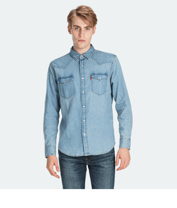 品牌: levis 商品名称:levis李维斯 春季男士休闲翻领牛仔长袖衬衫