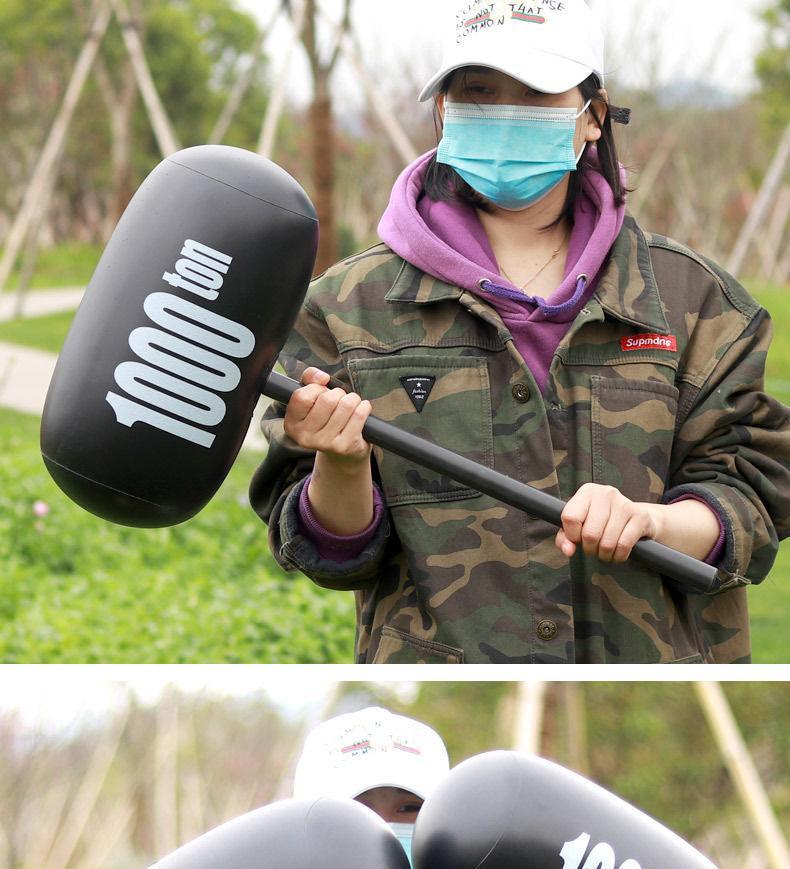 大号充气棒气锤黑色 大千吨锤充气锤子儿童敲打玩具榔头气球 活动