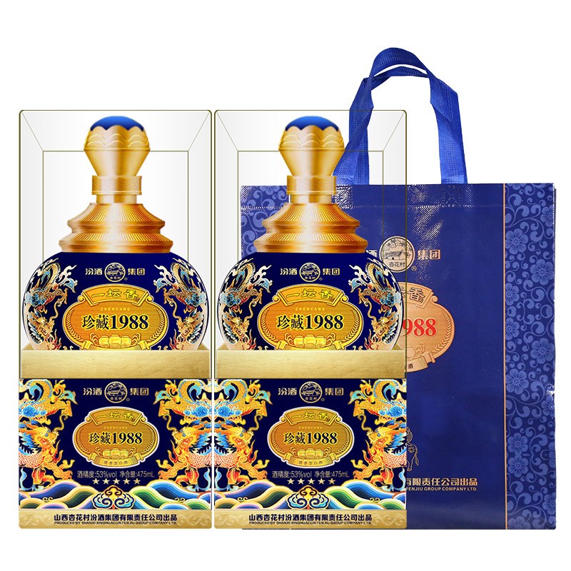 山西汾酒集团一坛香1988(蓝色) 53度清香型超市白酒 475ml*6整箱礼盒