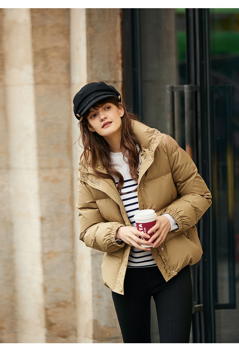 法曼萱咖色羽绒服女2020新款冬季白鸭绒宽松保暖外套防寒服厚咖色s