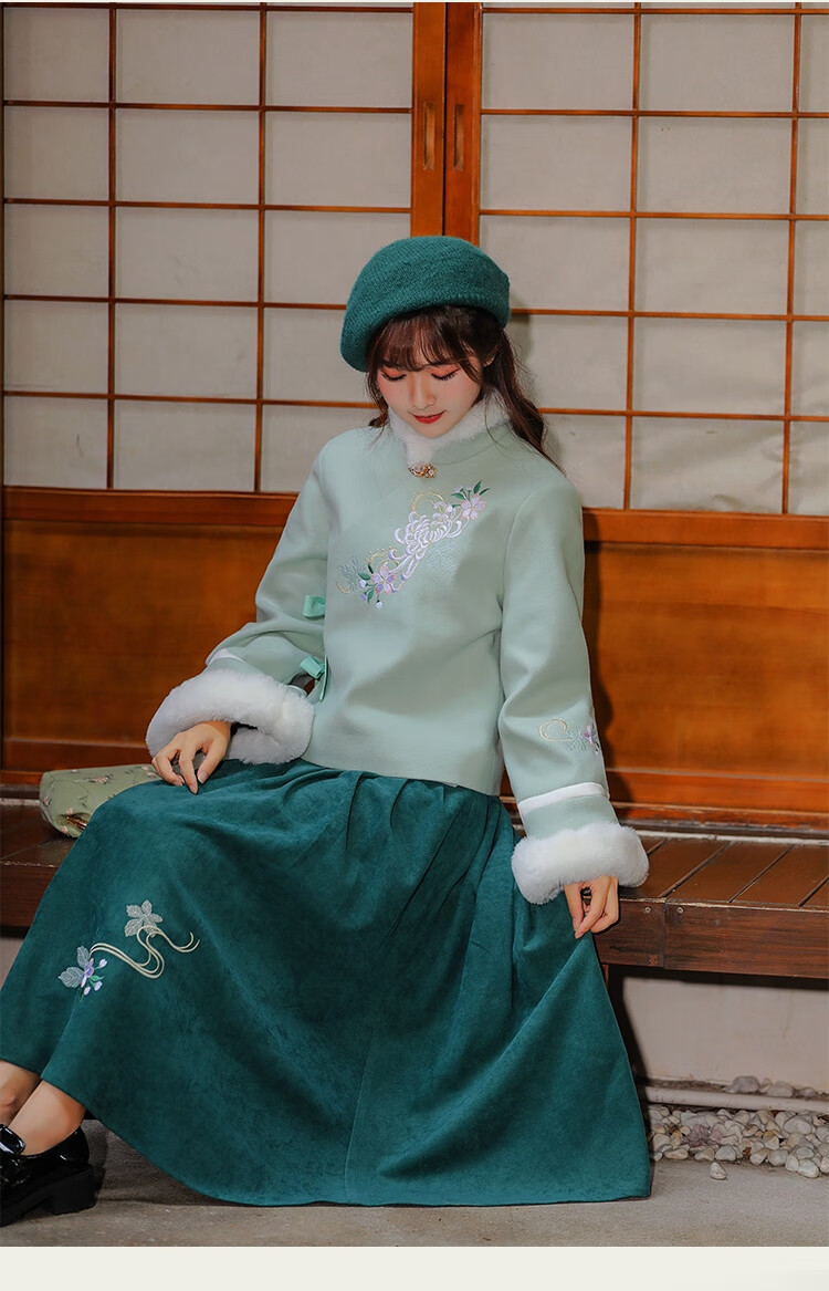 唐装女装复古刺绣套装冬季民国风女装改良汉服中式秋冬加厚时尚中国风
