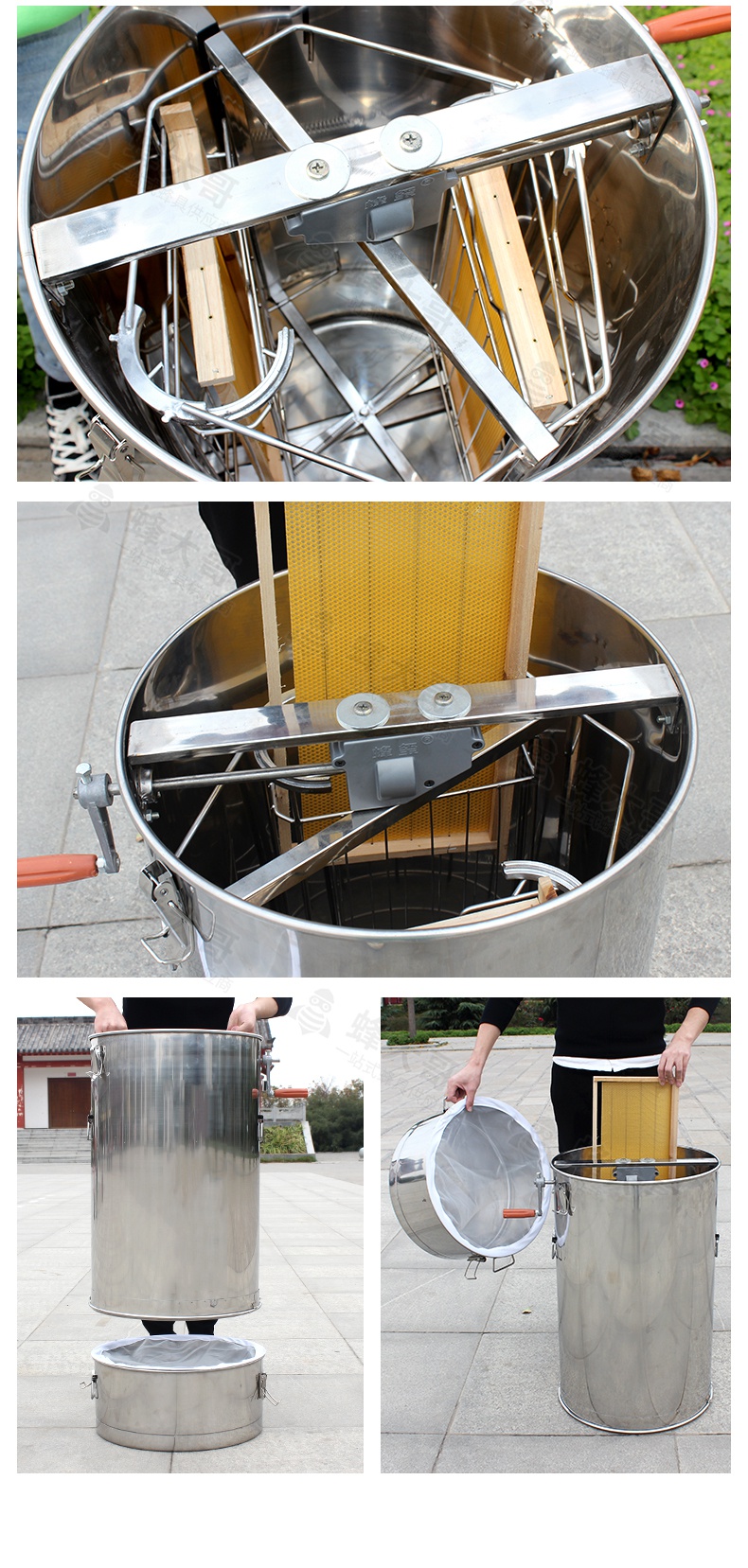 自翻脾摇蜜机不锈钢304全分体过滤一体机打蜜桶小型自动取蜂蜜机分体