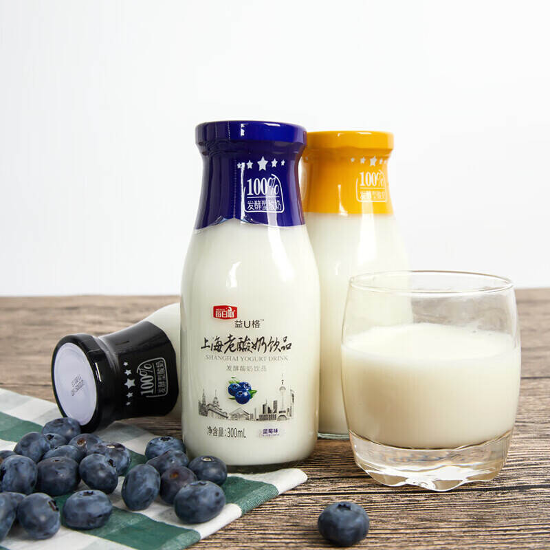 上海老酸奶 发酵老酸奶饮品乳酸菌饮料玻璃瓶装300ml 涵鹭 芝士味整箱