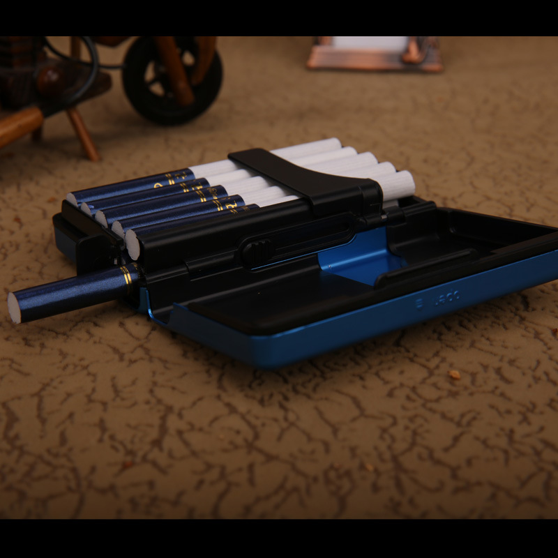 10支装自动上推烟盒金属便携多色可选个性照片定制礼品小福王银色